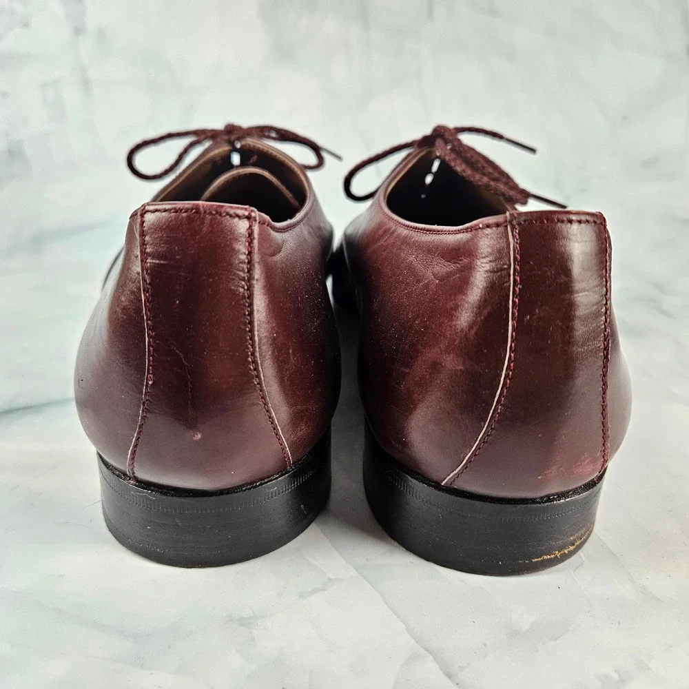 Nordstrom vintage made in italy‎ leather oxford loafers red burgundy women's 7m - Picture 3 of 9